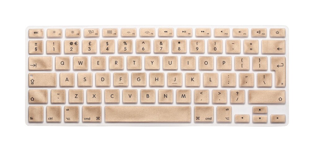 Eu layout engelsk tastatur cover silikone skin til macbook pro 13 " 15 " 17 " (med eller uden retina display) og macbook air 13 ": Guld