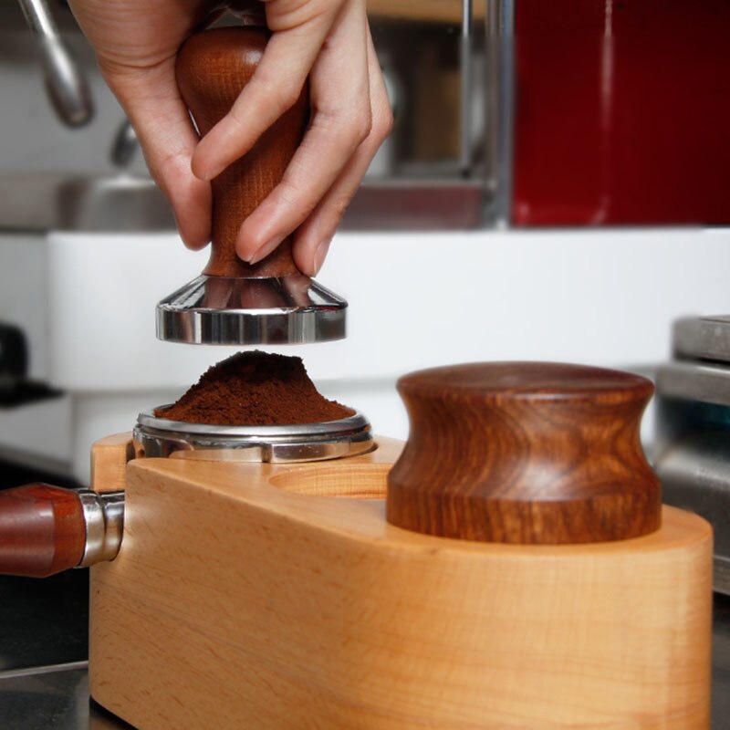 Kaffefilter sabotasjeholder massivt tre espresso sabotasje matt stativ kaffetrakter støtte utgangspunkt stativ kaffe tilbehør til barista