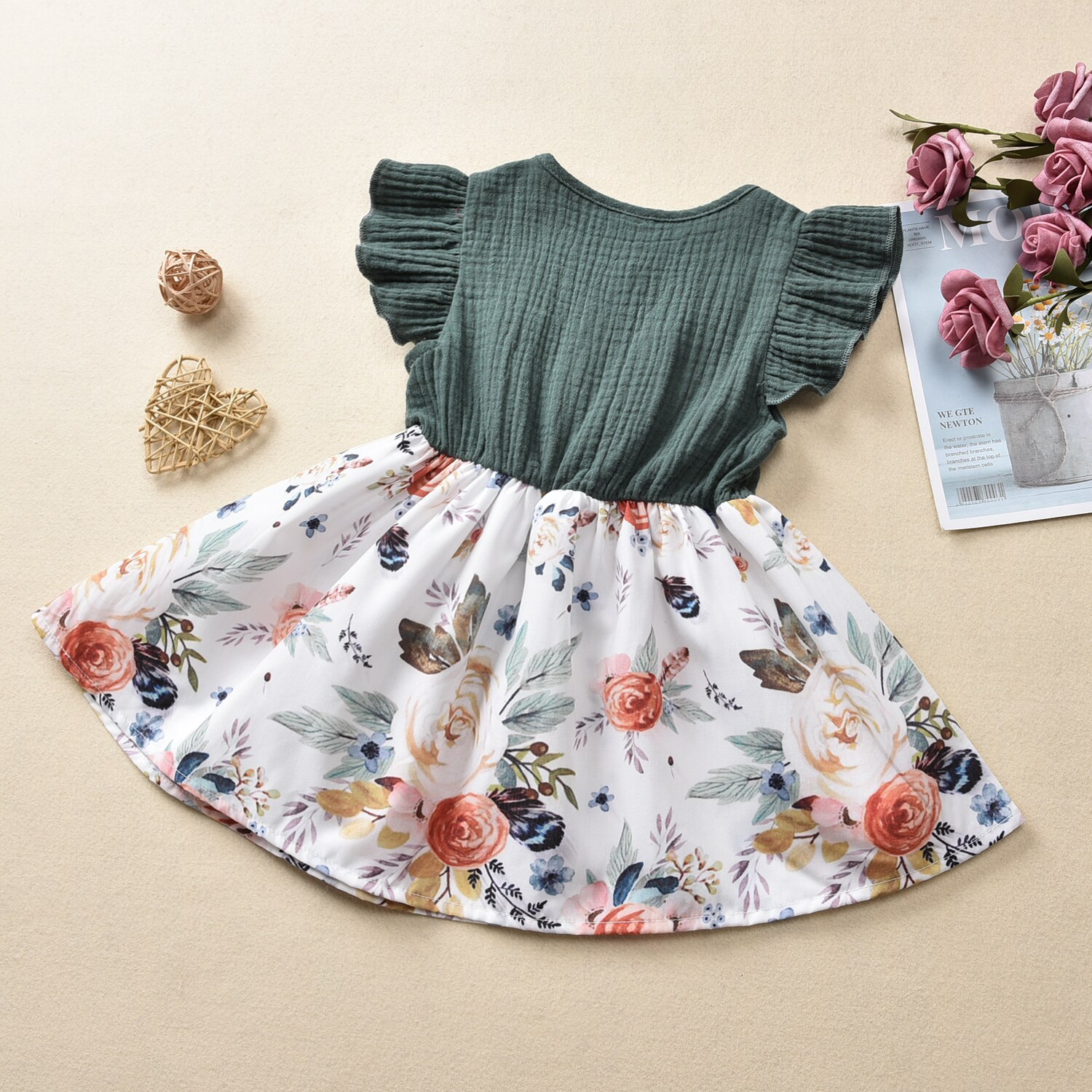 Toddler baby pige prinsesse kjole vintage blomstermotiver blonder halter fest kjoler sommer tøj