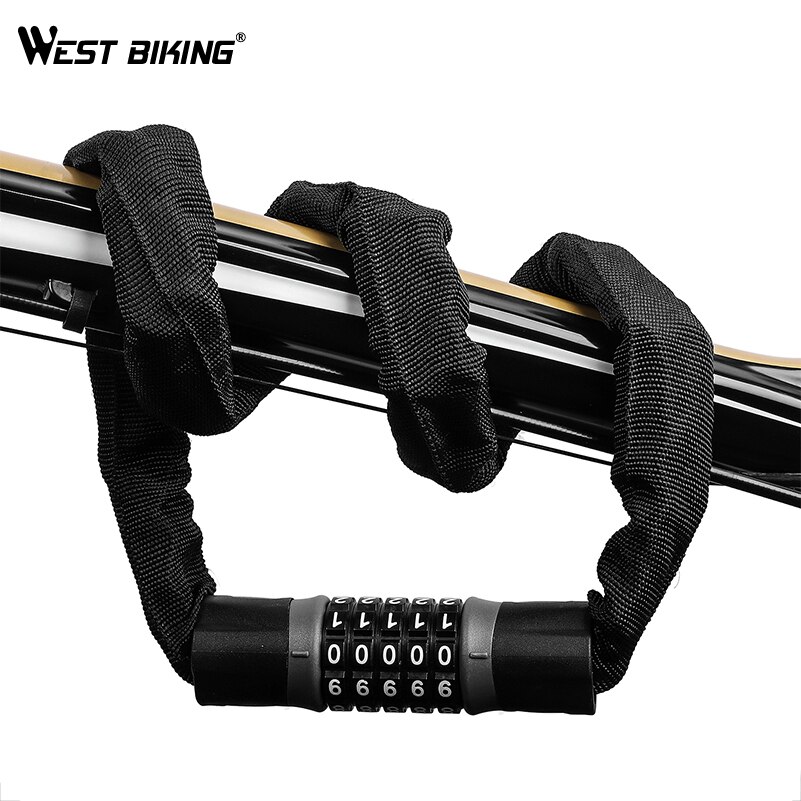 West Fietsen Bike Lock 0.9/1.2/1.45 M Motorfiets Fiets Kabel Lock Anti-Diefstal Met 5 Wachtwoord gecodeerde Gelegeerd Staal Sloten Voor Fietsen