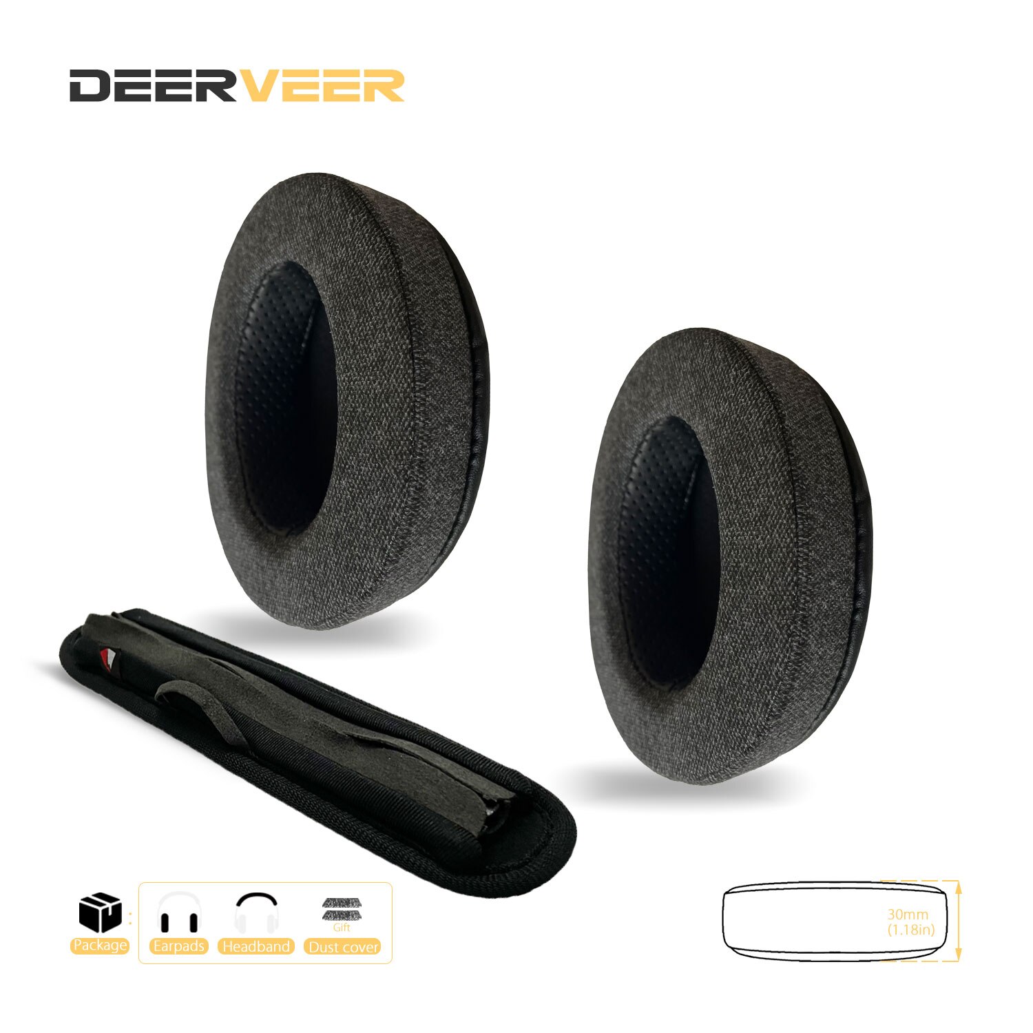 DEERVEER Almohadillas de repuesto para auriculares Audio Technica ATH-M50x, ATH-M50xBT, ATH-M40x, ATH-M30x, ATH-M20x, ATH-M70x, ATH-MSR7: Gris