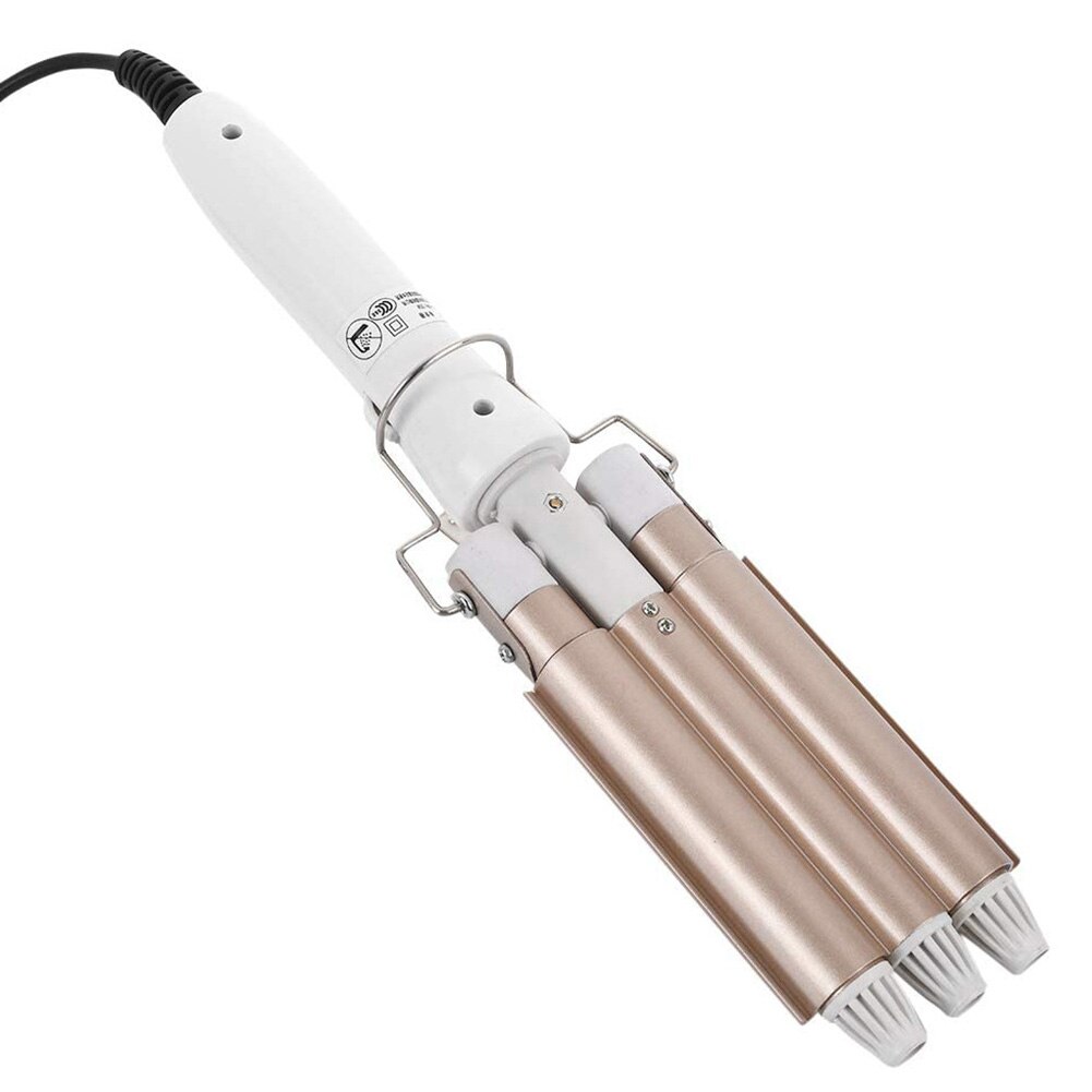 Elektrische krultang met 3 staven, krultang, thuiskapper, dameskapseltool, geschikt voor het maken van kapsels voor daten en feesten.: Eu-stekker