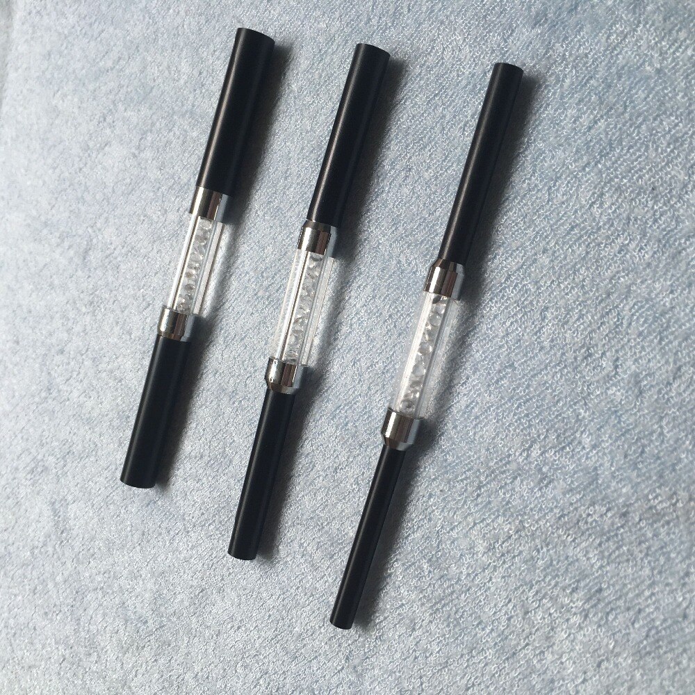Black Nail Tool 3 stks Borstel Set met 6 Verschillende Maten Strass C Curve Nail Art Rod Stick