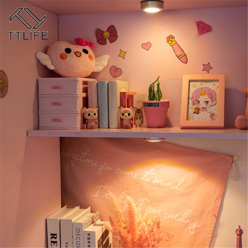 TTLIFE LED Touch Light Home Kitchen Under Cabinet Closet Push Stick on Lamp Battery Powered Wardrobe Stick Touch Lamp LED Light