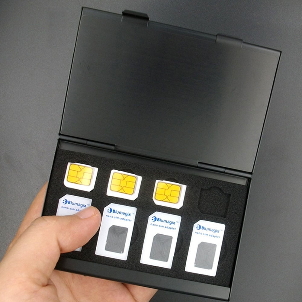 Protector Houder Geheugenkaart Opbergdoos Nano Sim-kaart Black Case Aluminium Draagbare SIM Micro Pin