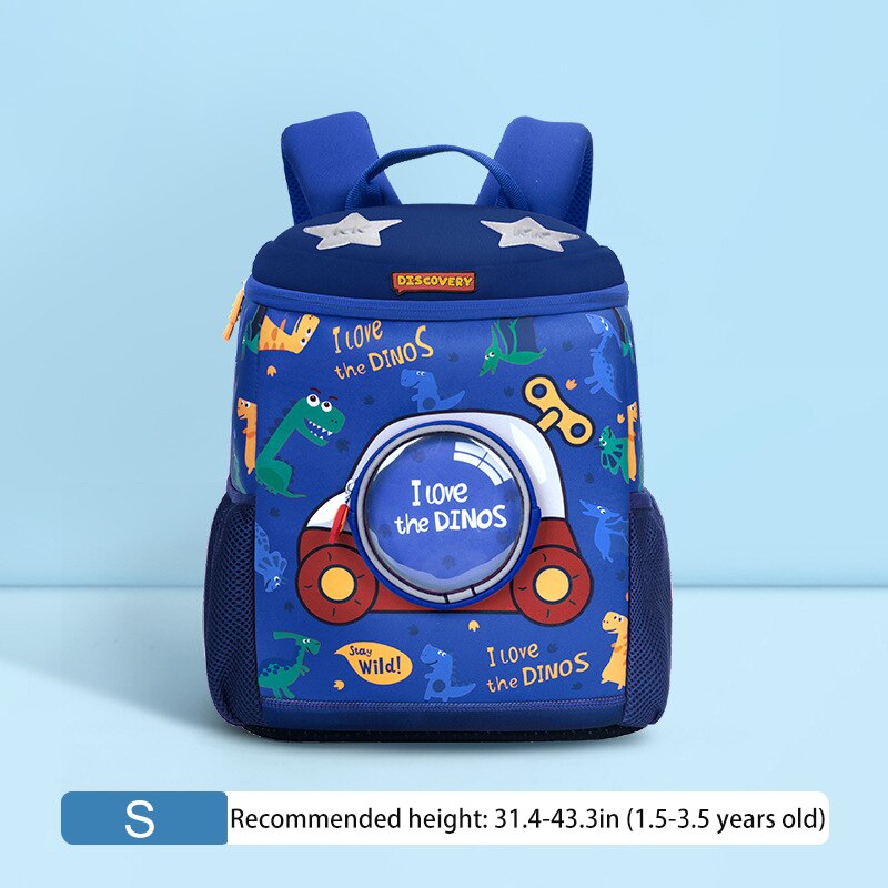 Novo à prova dwaterproof água crianças mochilas design criativo crianças mochila saco de escola para meninas dinossauro bebê mochila meninos cartable enfant: Blue Dinosaur-Small