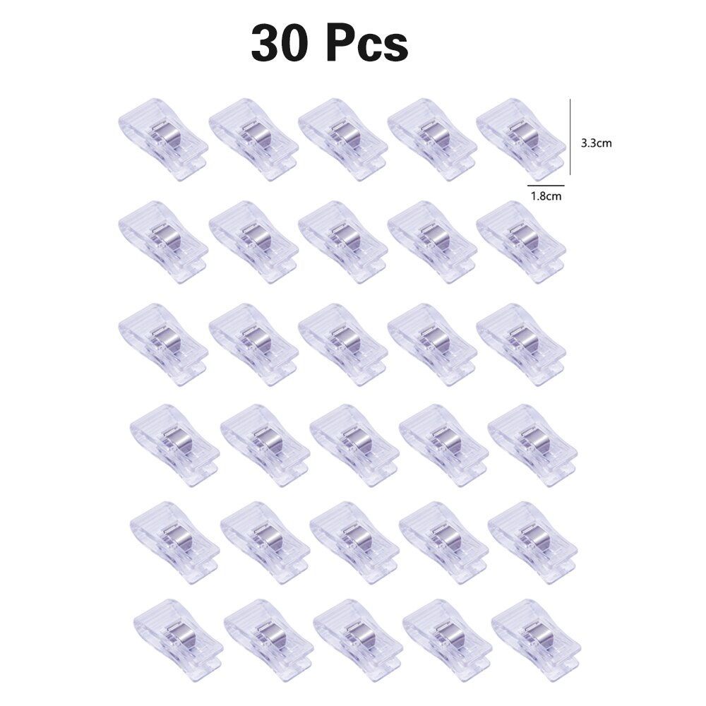 50/20/10Pcs Multicolor Kledingstuk Clip Patchwork Naaien Clip Plastic Klemmen Quilten Crafting Haken Breien Veiligheid Clip: 30pcs Clear