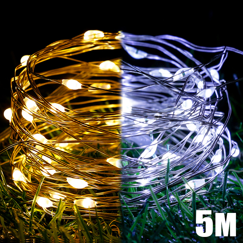 Led-ljusslingor koppartrådsgirlande ljusslingor batteridriven lampa för födelsedags- och bröllopsfestdekoration
