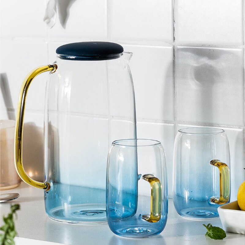 Nylig gradient farge marmor kaldt vann glassflaske høy temperatur motstandsdyktig glassburk kanne fping