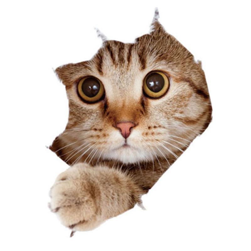 3D Lovely Cat Toilet Stickers Wall Stickers Home Decoration DIY Funny Cartoon Animal Wc Mural Art Vivid Kitten Puppy Safari PVC: B