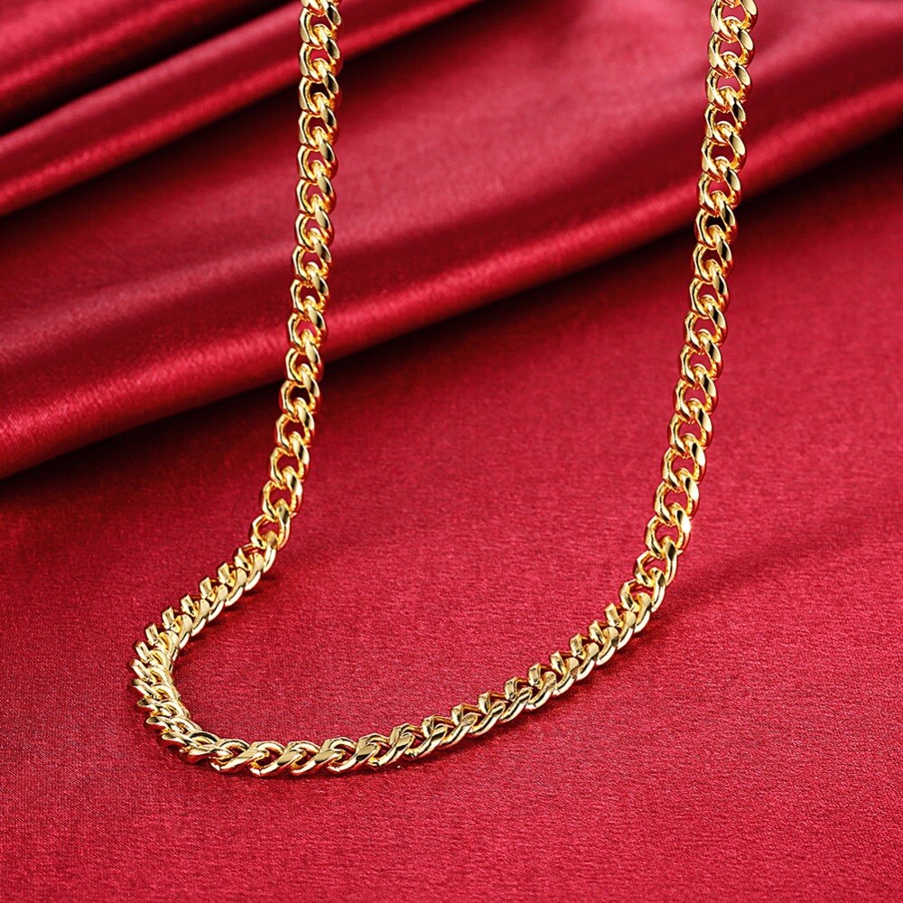 7 Mm Mannen Vrouwen 585 Goud Kleur Ketting Curb Cubaanse Kettingen 20 Inchs 50 Cm Mannelijke Sieraden Collares Choker Kolye colar De Ouro