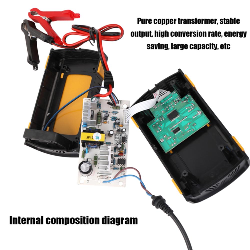 Full Automatic Car Battery Charger 110V-220V To 12V 6A Intelligent Fast Power Charging Wet Dry Lead Acid Digital LCD Display