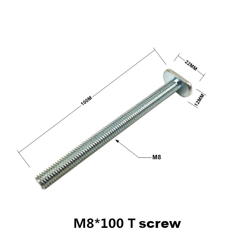 Rail d'onglet t-track 19x9.5mm pour scie de Table, outil de menuiserie: 1pc M8 T