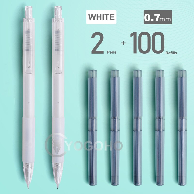 M&amp;G Cherry Pink Mechanical Pencil 0.5mm Lead Automatic Pencils Student Drawing for school office supplies: 0308 2 white