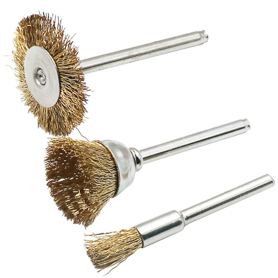 Brosse métallique en laiton 9 pièces, pour outil rotatif Dremel, accessoire, tige 1/8 "(3mm), 3 pièces: 3pcs