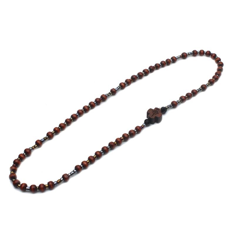 2Pcs Mannen Houten Kralen Kruis Armbanden Meditatie Gebed Chain Katholieke Christian