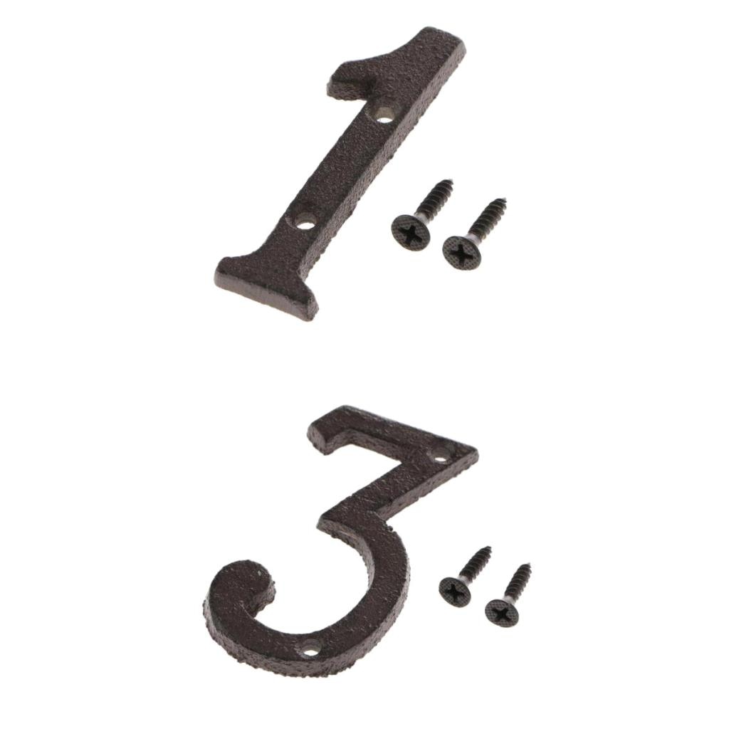 2pcs Cast Wrought Iron House Office Door Number Signs Plaque Country Style Digits Sticker Plaque with Screws 1 3
