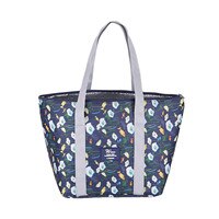 Bloemen Printing Thermische Geïsoleerde Lunch Tas Voor Vrouwen Meisjes Draagbare Carry Tote Koeler Lunchbox Geïsoleerde Tas: Dark Blue