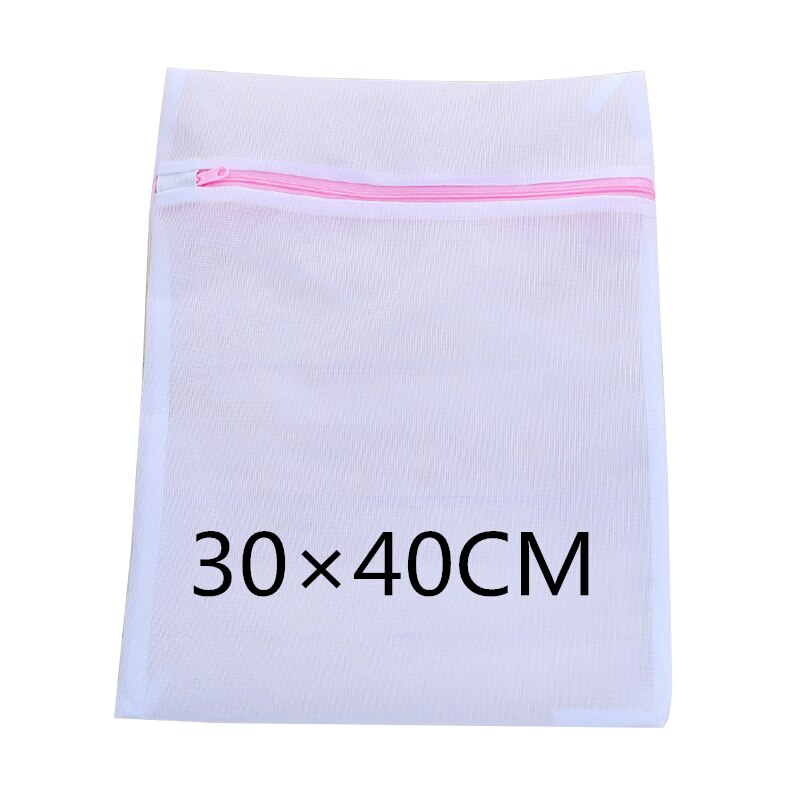 1pc 30*40cm lynlås mesh vaskevaskeposer undertøj arrangør vaskepose nyttigt tøj vaskemaskine mesh netvaskepose: 02