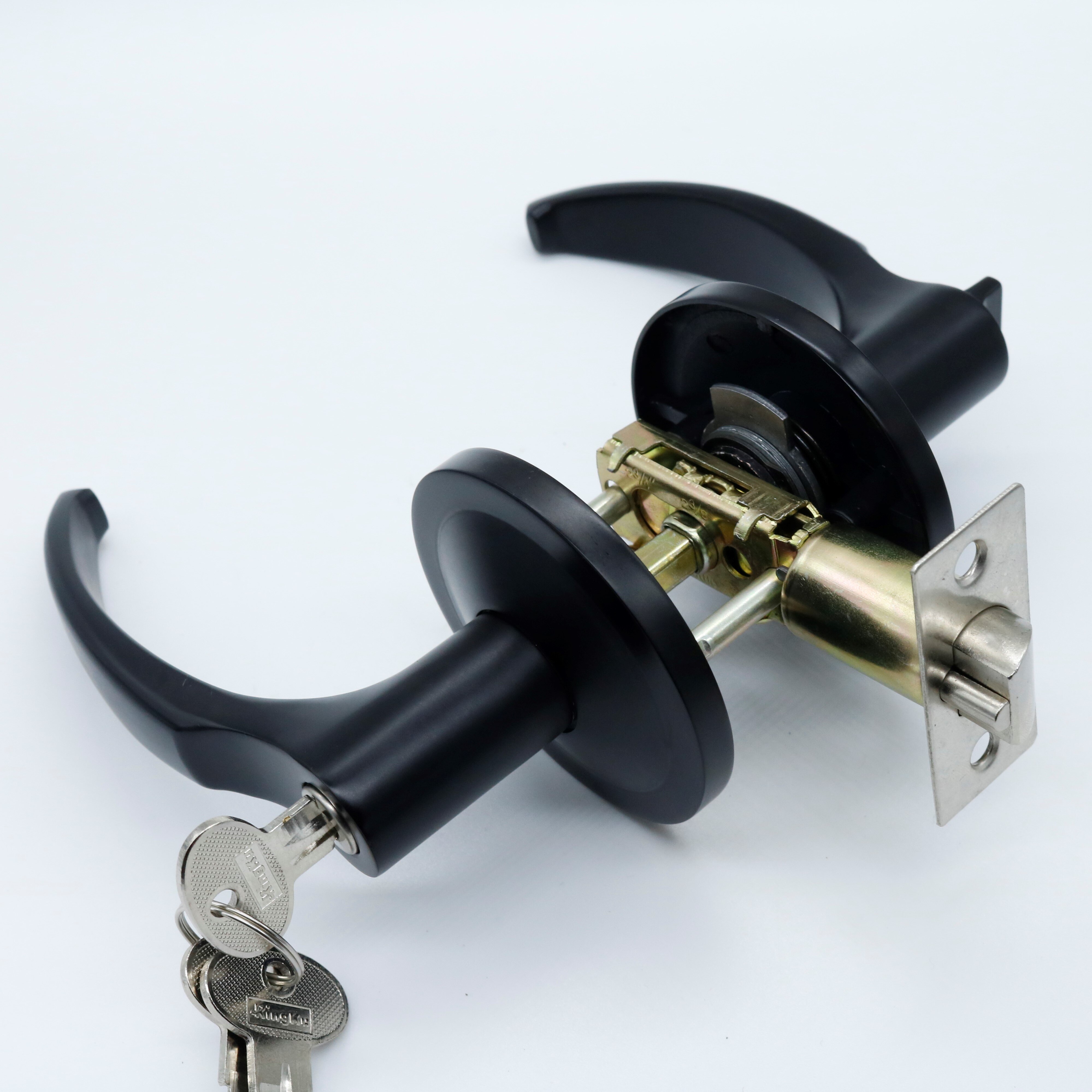 Door Handles for Interior Doors Zinc Alloy Lock Lever Black Circle with Keys Bedroom Bathroom Office Hardware KingKu Brand: Black & White