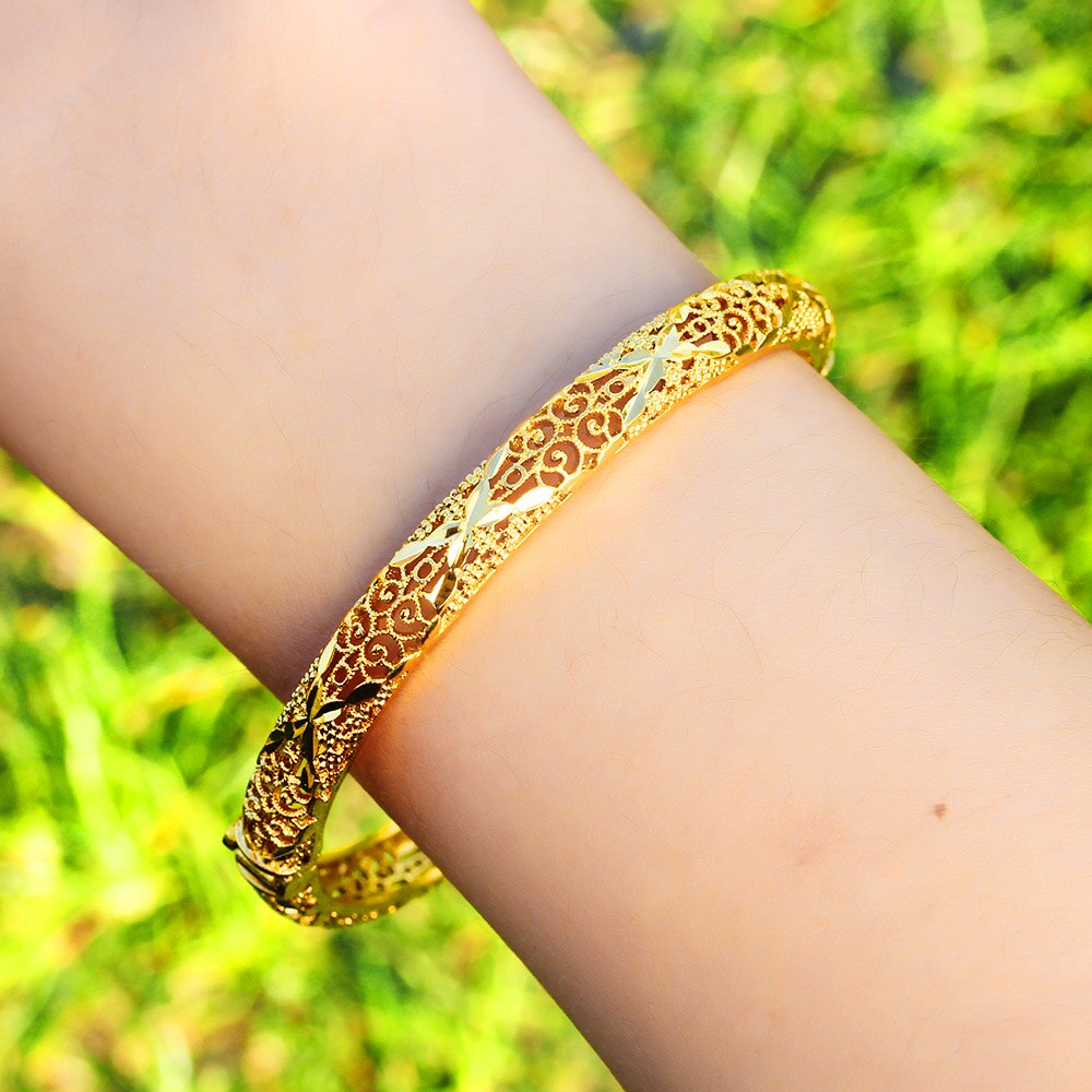 Dubaj indie afryka złoty kolor bransoletki dla kobiet złota krata turecki bransoletki i bransoletki dziewczyny kobiety biżuteria ręczna arabski prezent muzułmanin