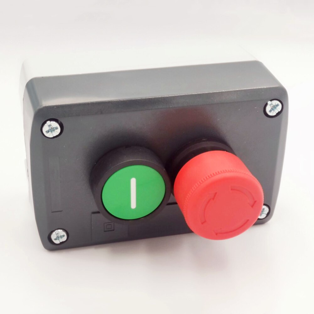 240V 3A Red Emergency Stop Momentary Green Flat Pushbutton Switch Station Box
