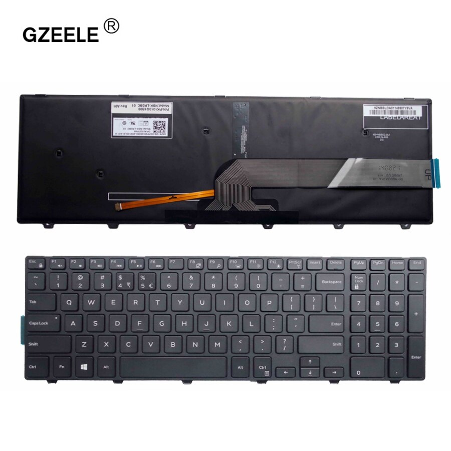 GZEELE For Dell Inspiron 15 5000 Series 15 5551 5552 5555 5558 5559 7559 keyboard US layout black color with backlit keyboard