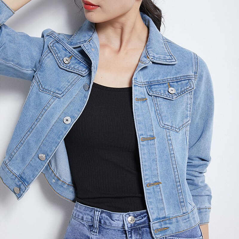 Jeans Jas En Jassen Voor Vrouwen Herfst Snoep Kleur Toevallige Korte Denim Jasje Chaqueta Mujer Casaco Jaqueta Feminina