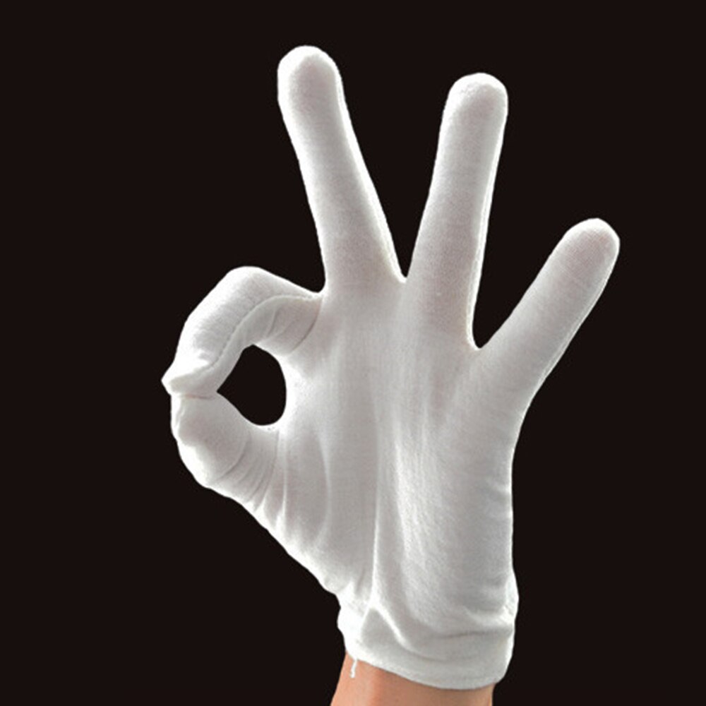 12 Pairs Witte Handschoenen Inspectie Katoenen Werkhandschoenen Sieraden Lichtgewicht Werk Handschoen Hight