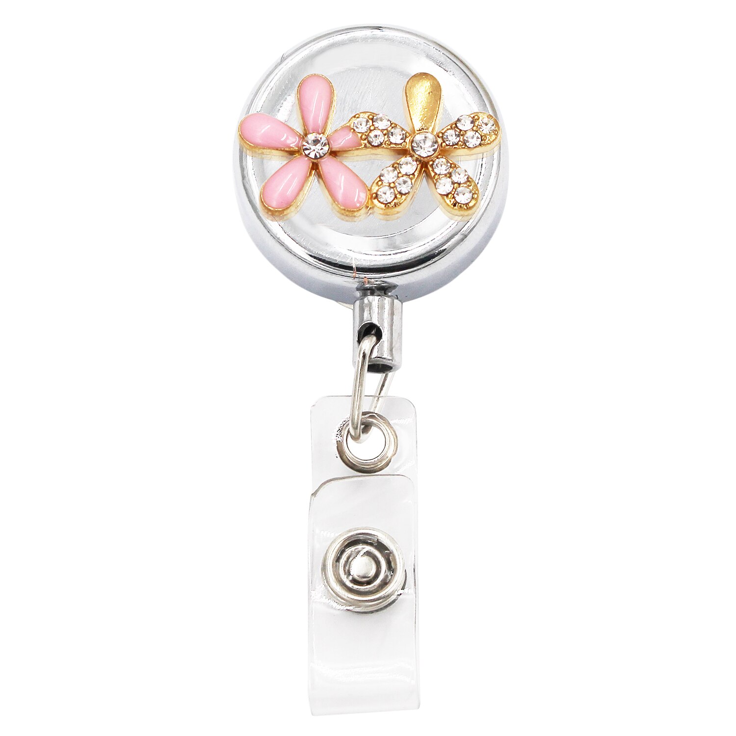 Idclip Flower Badge Reel ID Retractable Badge Holder Belt Clips Metal Heavy Duty Steel Wire Cord: 5
