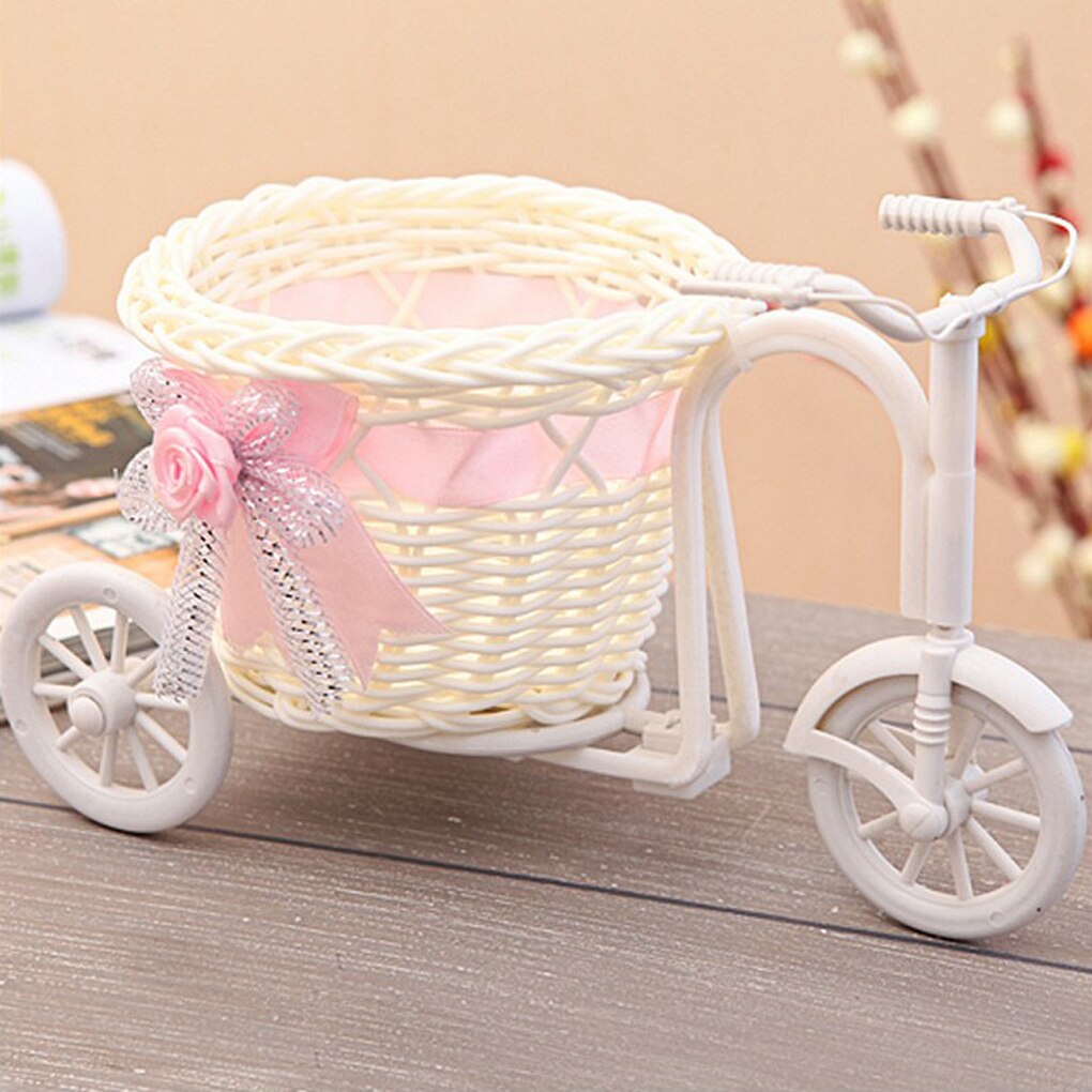 1pcs Rattan bicycle Storage Basket Flower Vase Plant Stand Holder Bike Organizer Flower Basket Pot