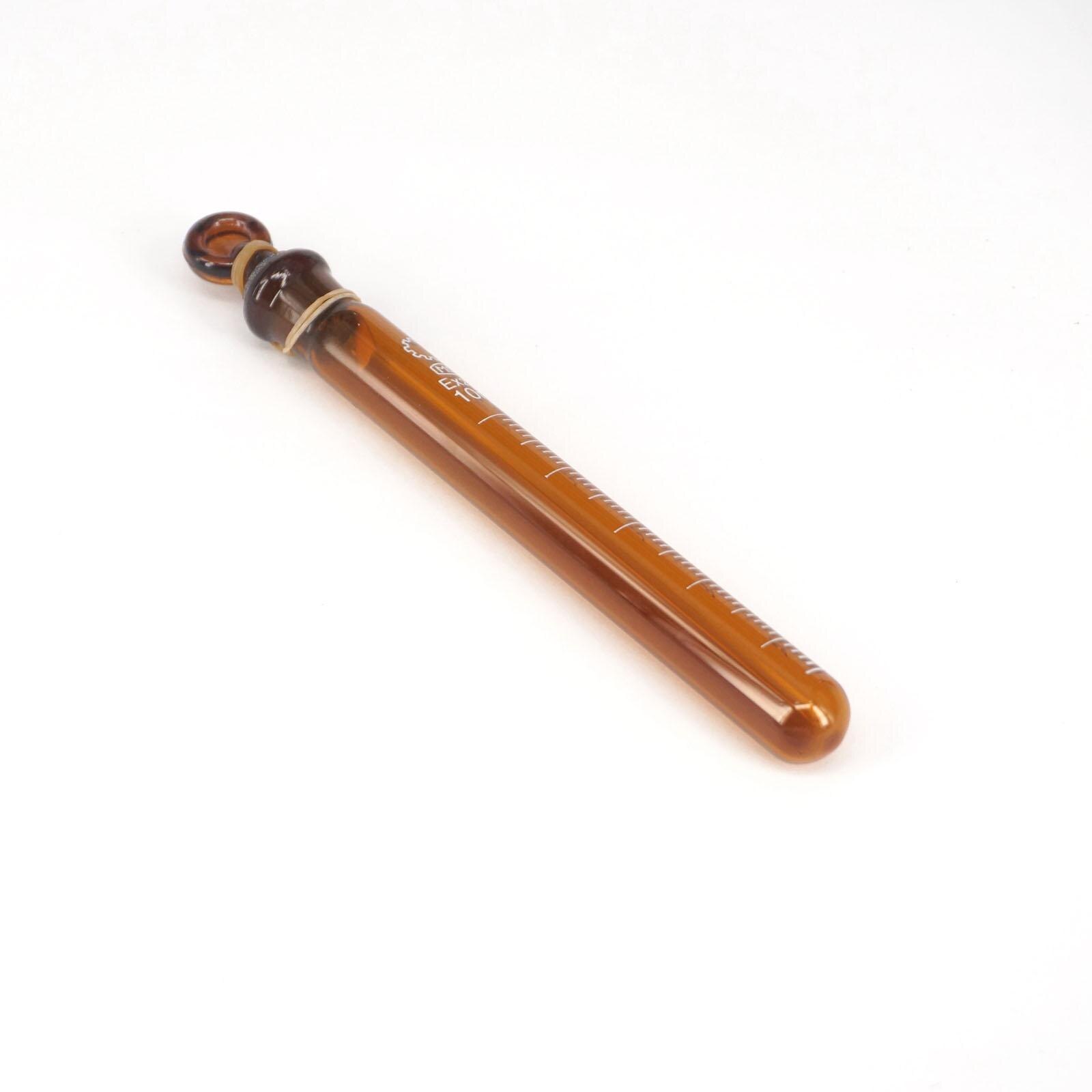 10ml Graduated Line Lab Brown Glass Test Tube Round Bottom with Stopper