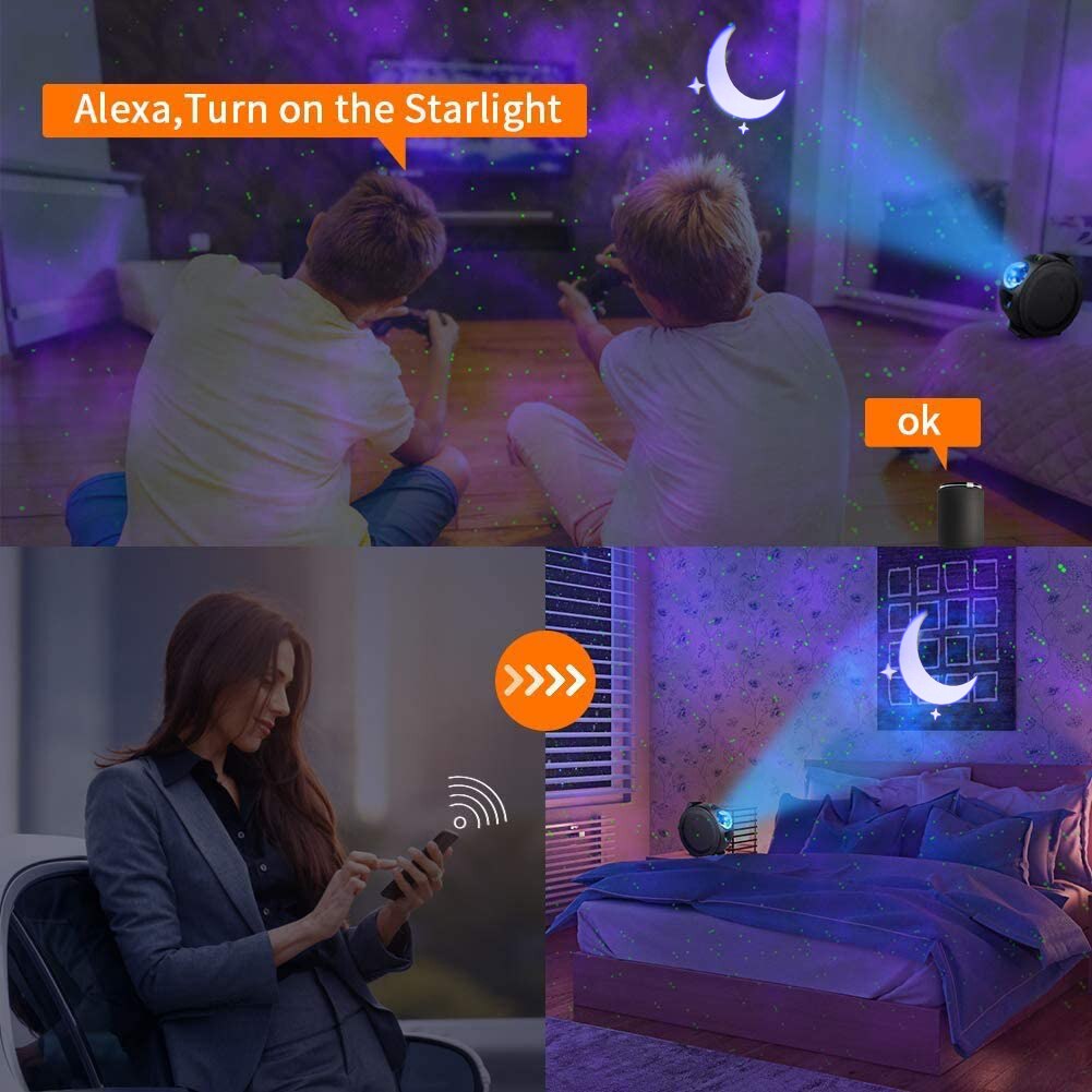 Projector Night Light 6 Color Starry Sky Projector Lamp USB Charging Projection Smart Night Light