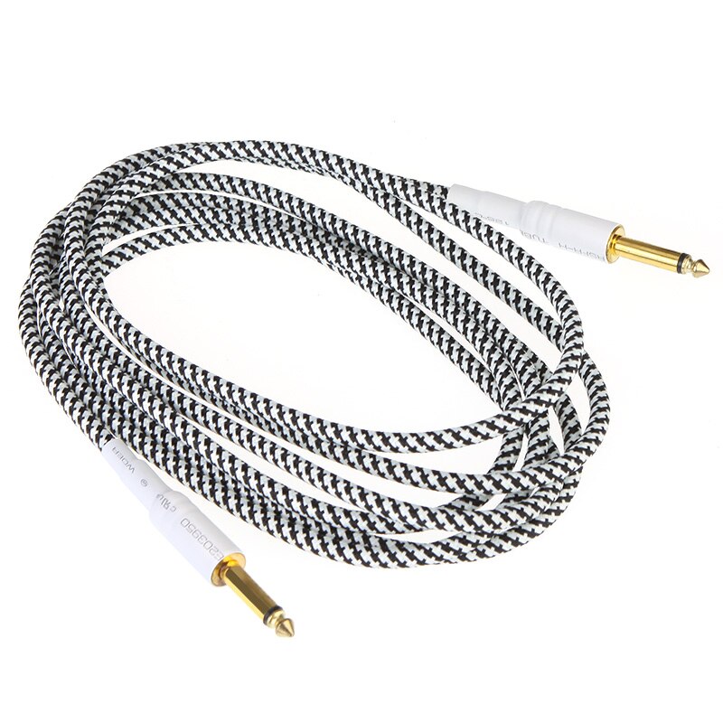 10FT Gitaar Bas Kabel 6.35Mm * 3M 1/4 "Instrument Kabel Voor Elektrische Gitaar Bas Mono Male Naar male Audio Kabel Gevlochten Draad Koord: Black
