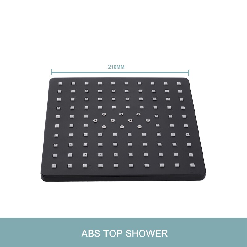 Black Square Rain Shower Head Bath Hand Held Shower Bathroom Adjust Shower Holder Water Saving Handheld 3 Modes Switch Sprayer: Top Shower Only