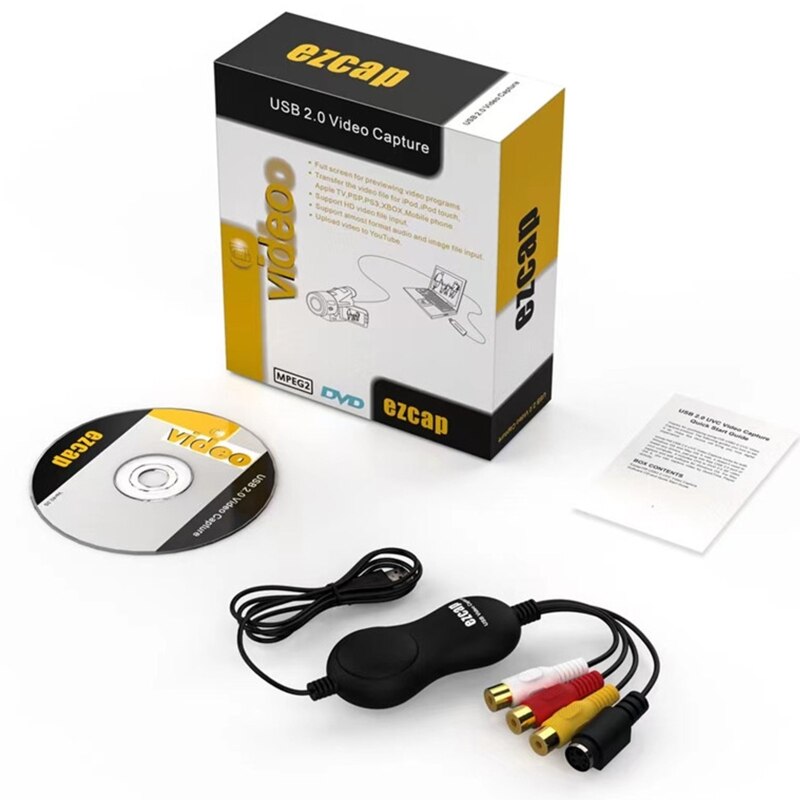 USB 2.0 Video Capture Card Device Video Grabber One Touch VHS VCR TV to DVD Converter, Transfer VHS Home Video to Os