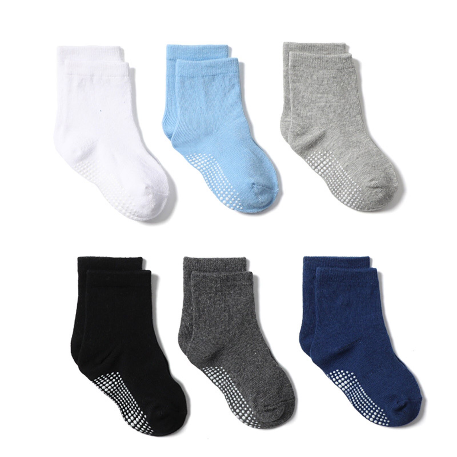 25 #6 Pairs Kleurrijke Peuter Kids Baby Jongens Meisjes Solid Anti-Slip Gebreide Warme Sokken Kamer Sokken Katoen lente Warm Casual: E / XL