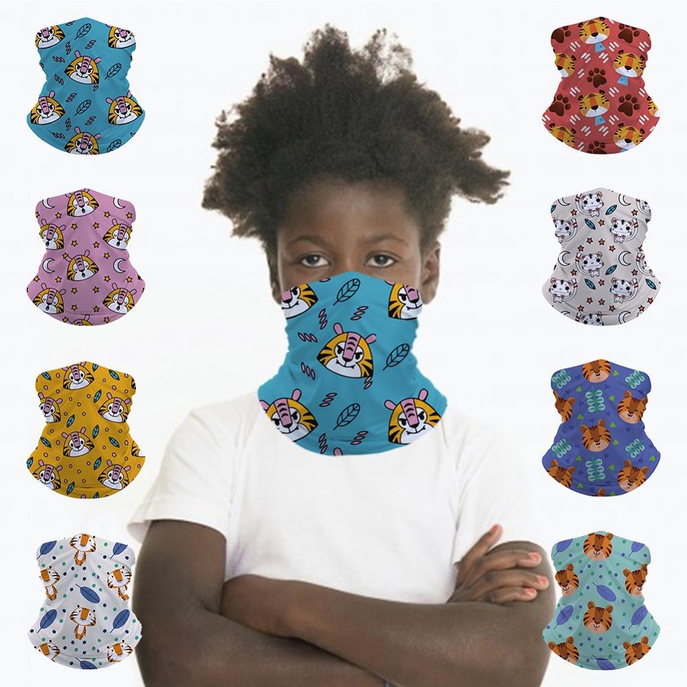 Tecknad tiger barn huvud/ansikte/mask hals bandana halsduk dubbel användning magic tub huvudduk cykling sport huvudbonad turban balaclava
