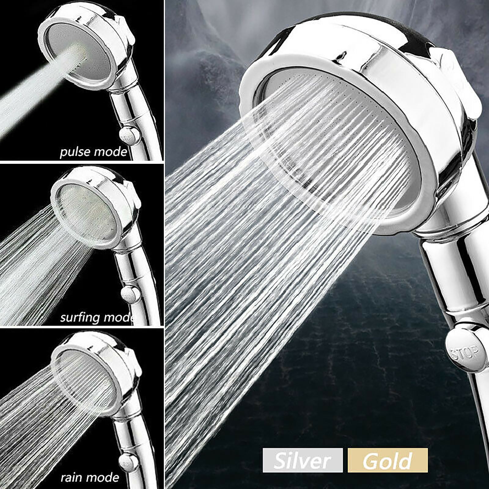 360 Degree Rotatable Adjustable 3 Modes Shower Head With Water Control Button High-Pressure Water-Saving Rain Shower Watering