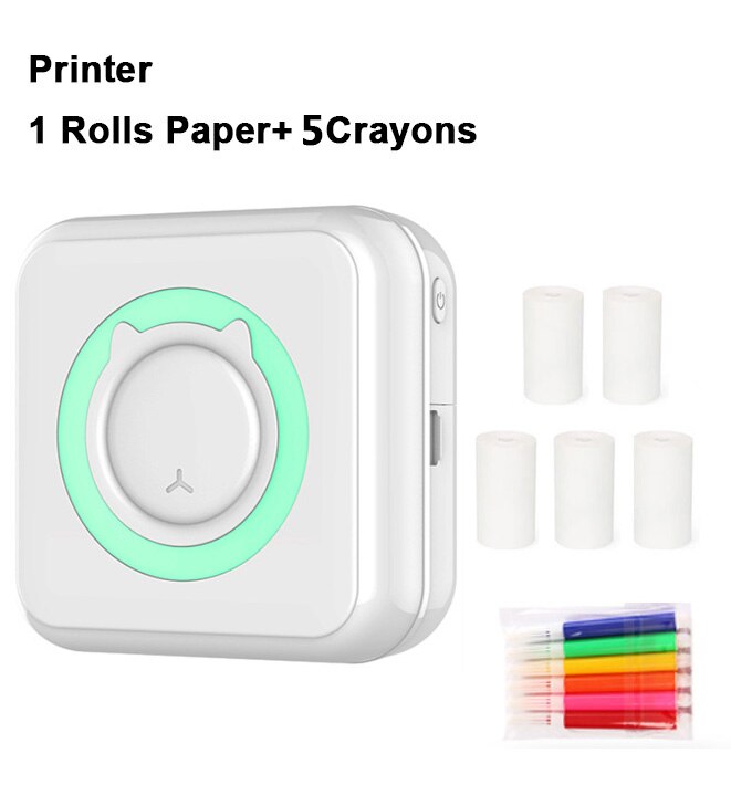 Pocket Thermal Printer Portable Mini Wirelessly BT Connect 200dpi Photo Label Memo List Printing Wireless Printer Clearly: greem-DYZ-5-C