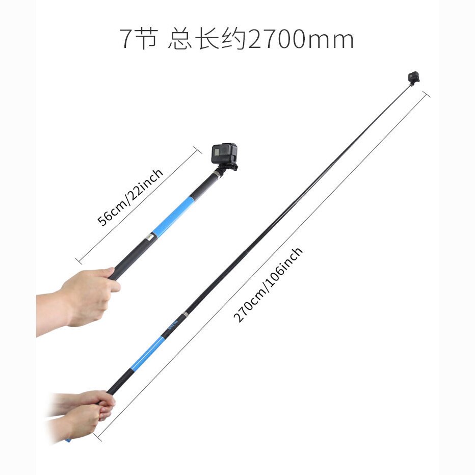 TELESIN 106 "Selfie Stick para GoPro Hero 6 5 4 3 sesión Xiaomi YI 4K SJCAM EKEN teléfono inteligente de fibra de carbono extensible de mano