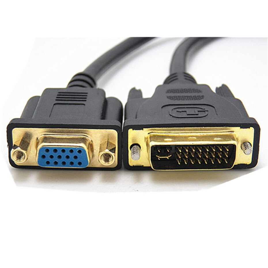 DVI to VGA Cable DVI I 24+5 Male to VGA HD 15Pin Male / Female Adapter Video Cable Support 1080P Full HD from Laptop, PC Host: VGA Female
