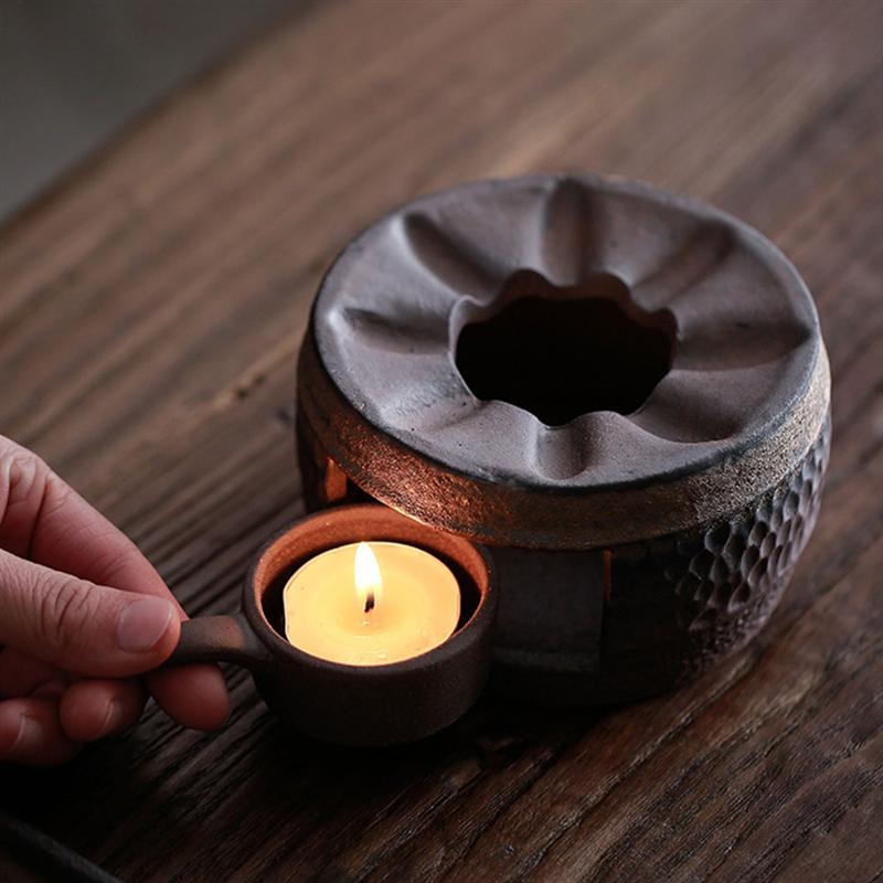 1Pc Teapot Warmer Retro Ceramic Tea Warmer Tea Heater Ceramic Candle Stand Holder Tea Stove Warmer