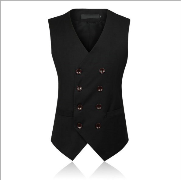 Syysmekko liivit miehille slim fit miesten puku liivi miesten liivi gilet homme rento hihaton juhlatakki 5xl 6xl: Musta / Xl