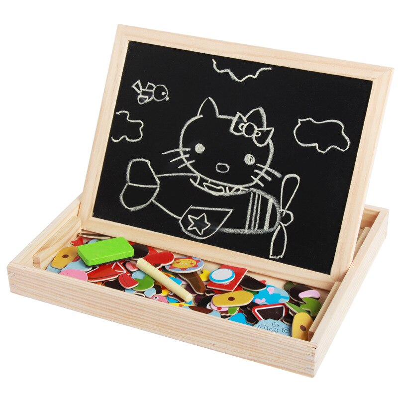 15 Style Wooden Magnetic Puzzle Double-Sided Drawing Board Farm/Animals/Vehicle/Circus Puzzle Toys for Children With Box