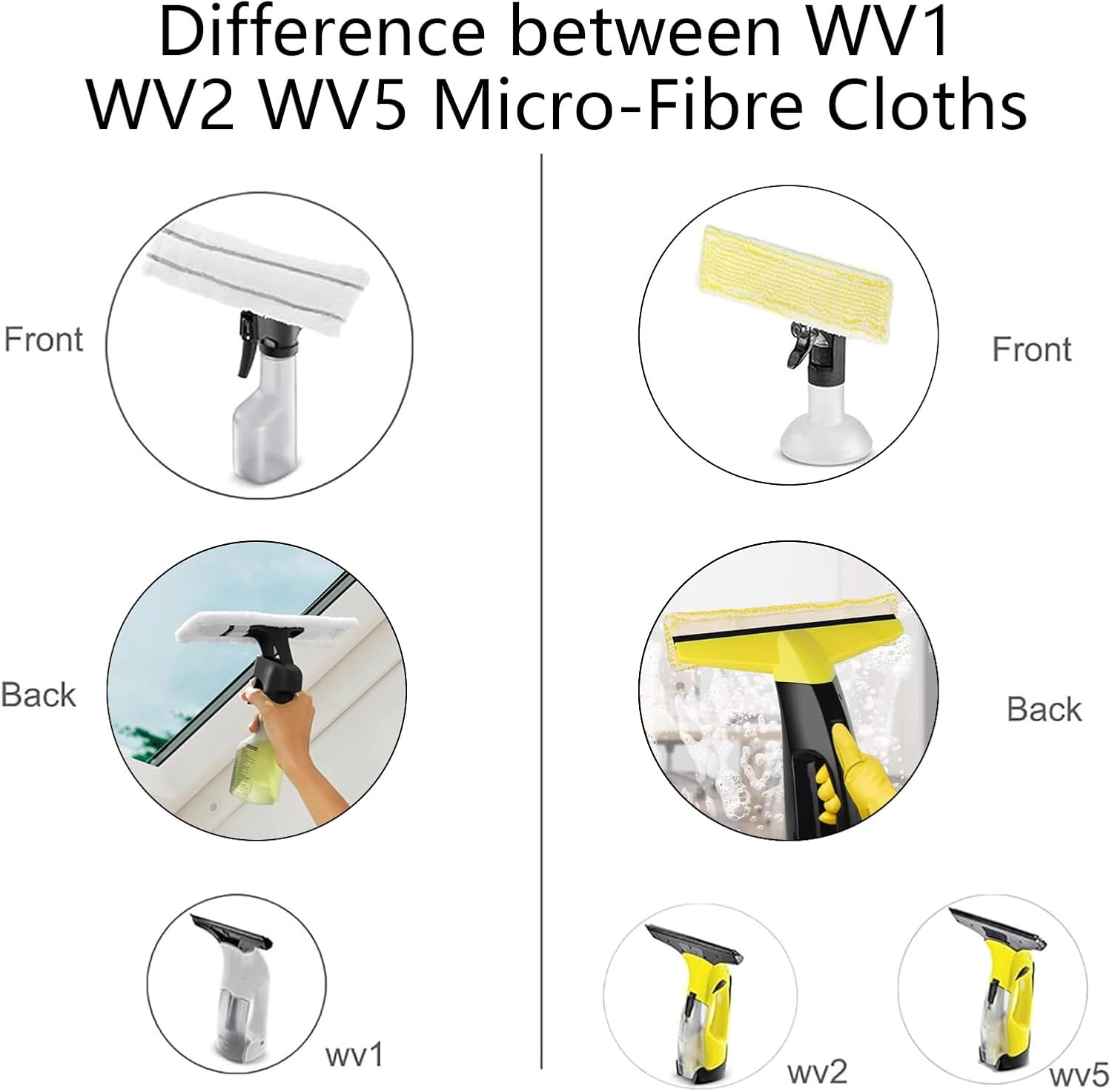 Chiffons de Nettoyage en Microfibre pour Karcher Bonnette Microfibre Lingette pour Lave Vitre Karcher WV2 WV5 WV6 Plus Premium pour Nettoyeur Vitre Aspirateur de Fenêtre Accessoires