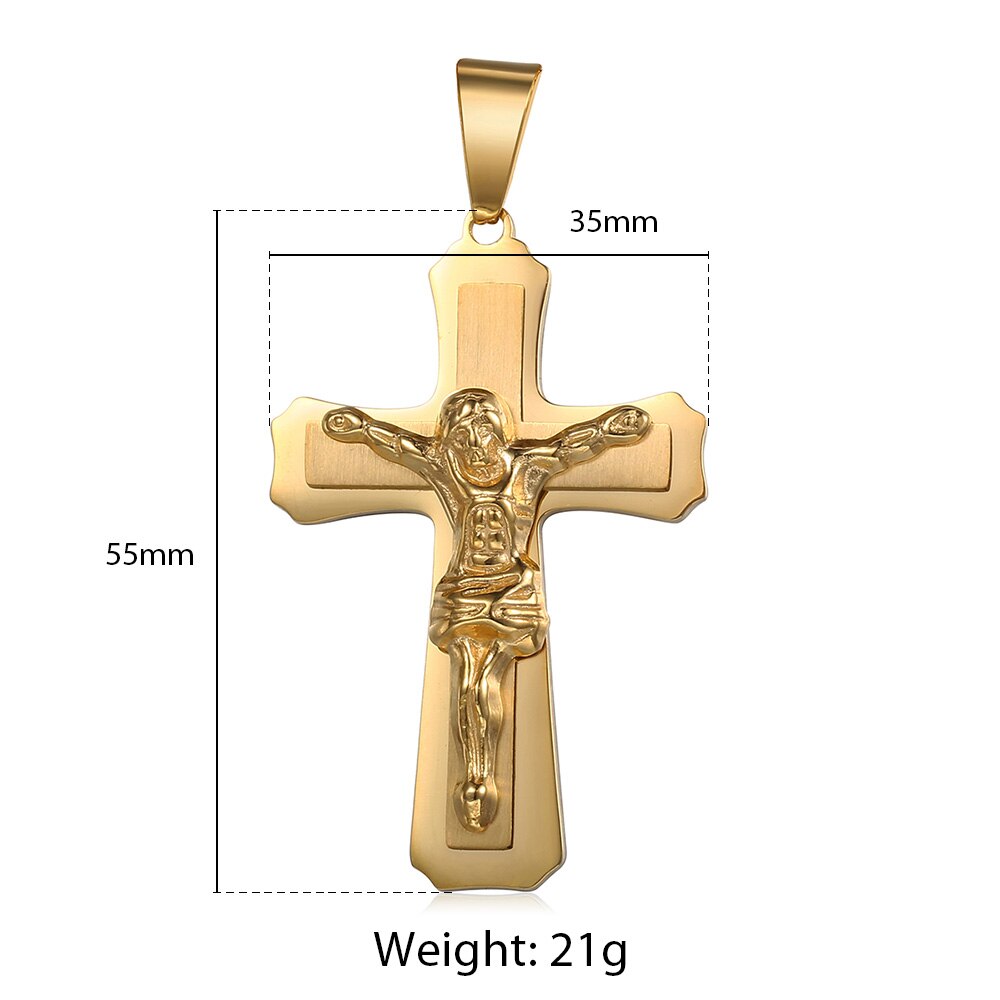 Trendsmax Men's Jesus Cross Pendant Stainless Steel Charms Gold Silver Color Male Jewelry KPP3: KP484