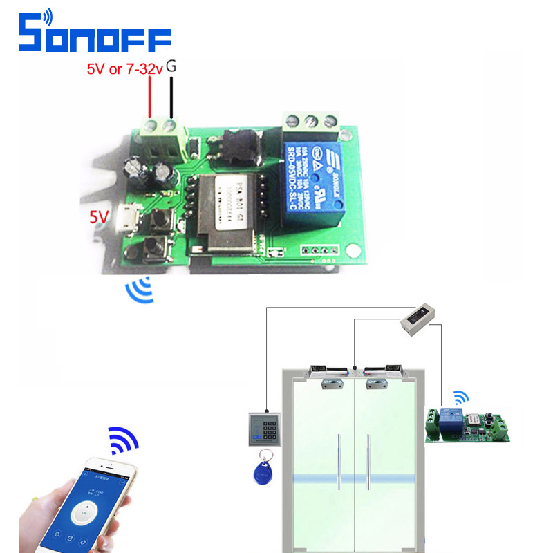 Sonoff Smart Afstandsbediening DIY Afstandsbediening Draadloze Schakelaar Universele Module 1ch DC 5 V 12 V 32 V Wifi Schakelaar Timer voor Smart thuis