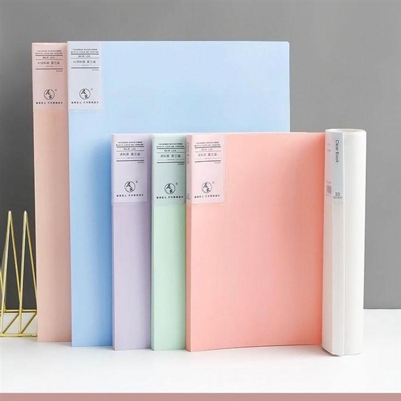 2Pcs Plastic File Folders A4 File Holders Multi-function Document Holders Booklet File Bag 30 pages Office Stationery