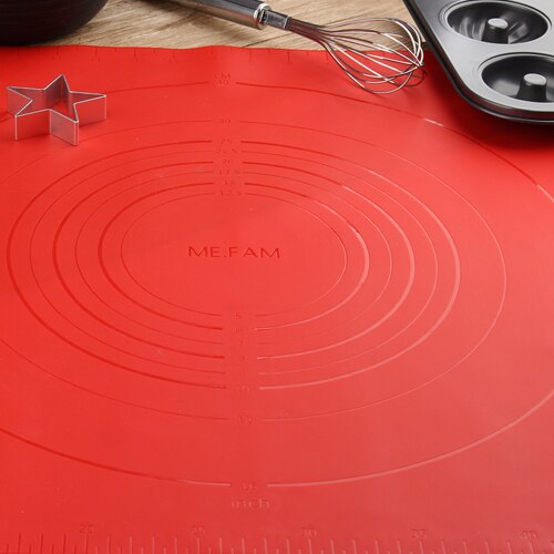 Me. fam Grote Maat 60X50 Cm Rimpelingen Siliconen Bakken Mat Antislip Hittebestendigheid Kneden Deeg Placemat non-stick Gebak Pads: Red 1 Pieces